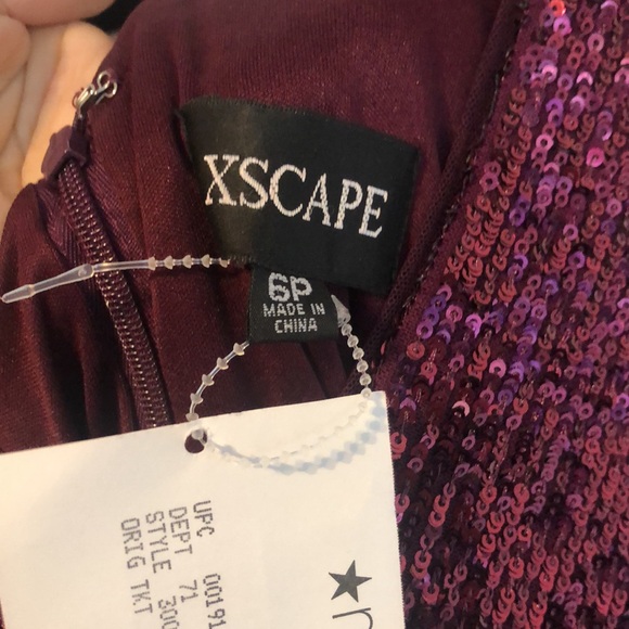 Xscape Sequined Long Sleeve Slit Dress - Picture 7 of 7